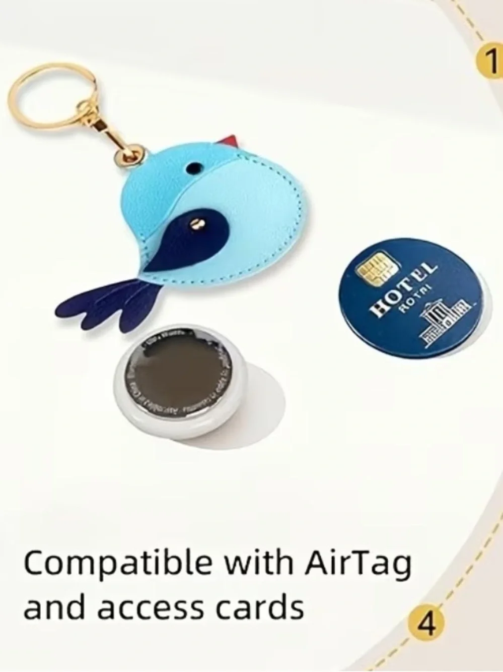 Red Bird AirTag Holder Keychain Charm | Faux Leather Bag Charm NWT